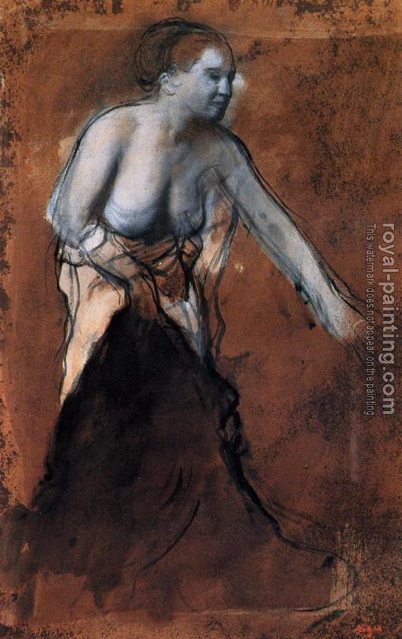 Edgar Degas : Standing Female Figure with Bared Torso